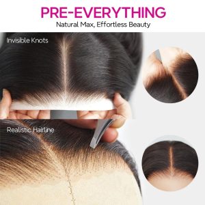 center wig natural black remy hair 5x5 lace closure body wave human hair wig