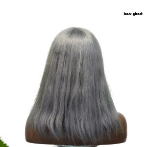 center wig machine made gray wig remy hair 12p