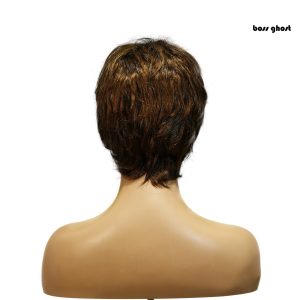 center wig machine made black wig remy hair tc066