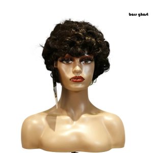 center wig machine made black wig remy hair tc064