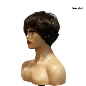 center wig machine made black wig remy hair tc041