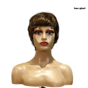 center wig machine made black wig remy hair tc066