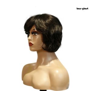 center wig machine made black wig remy hair tc063