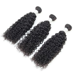 center wig remy hair black jerry curly bundles brazilian weaving
