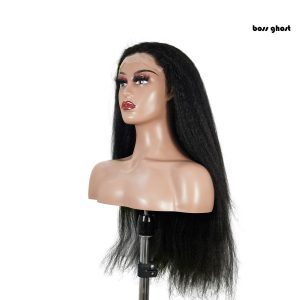 center wig natural black remy hair 6x7 lace closure yaki straight human hair wig