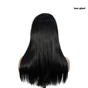 center wig natural black remy hair 5x5 lace closure straight human hair wig