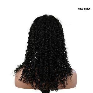 center wig natural black remy hair 5x5 lace closure jerry curly human hair wig