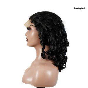 center wig natural black remy hair 5x5 lace closure bouncy curls human hair wig