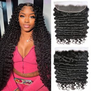 center wig remy hair 13x4 deep wave hd frontal