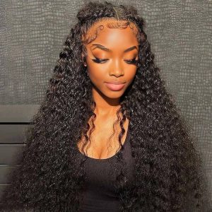 center wig natural black remy hair 5x5 lace closure jerry curly human hair wig