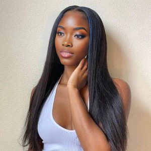 center wig natural black remy hair 5x5 lace closure straight human hair wig