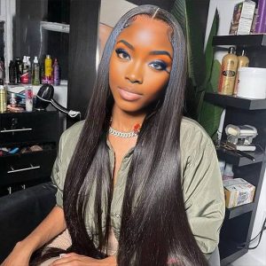 center wig 13x4 straight lace front wig natural black remy hair
